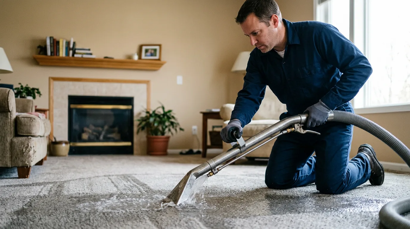 Water damage restoration technician working near Cummaquid, MA